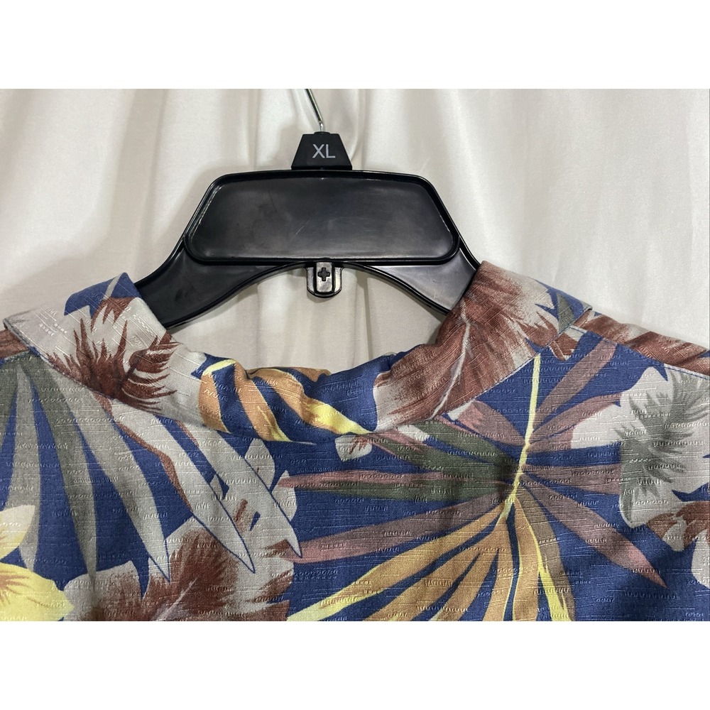 Caribbean Joe Hawaiian Shirt Mens Large Blue Excellent Tropical Palm Rayon Camp - Picture 8 of 10